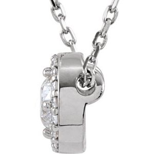 14K White Gold Round 3.4Mm Gh Si1-Si2 1/5 Ctw Lab-Grown Diamond Necklace, Length: 16 In