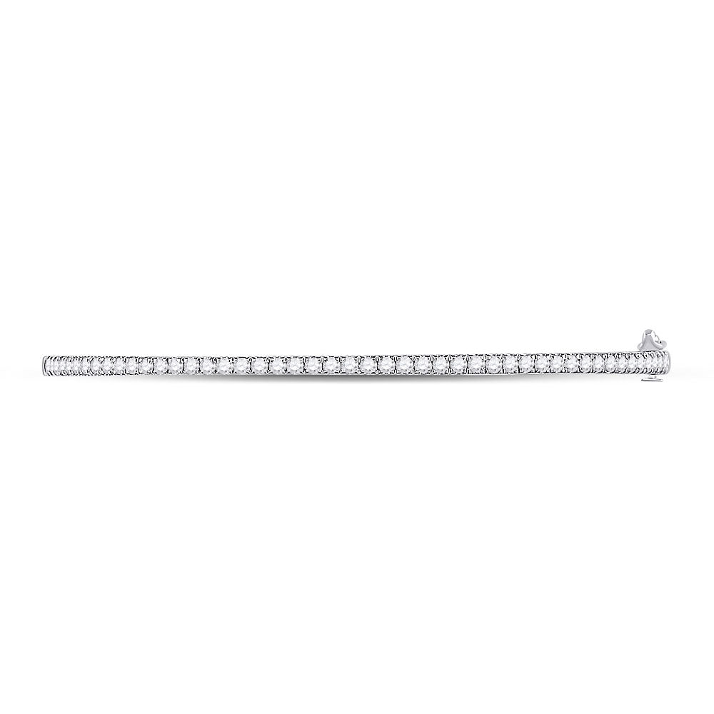 14K White Gold Womens Round Diamond Stackable Bangle Bracelet 1 Cttw