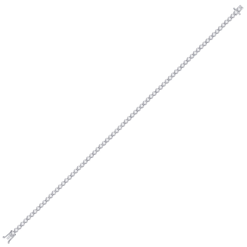 10K White Gold Womens Round Diamond Studded Tennis Bracelet 1-1/5 Cttw
