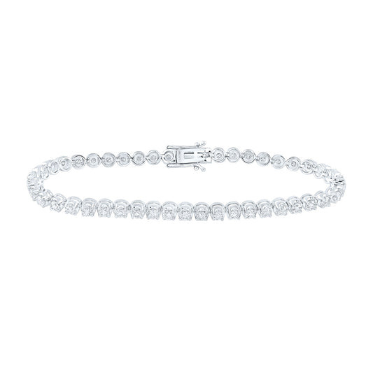 14K White Gold Womens Round Diamond Classic Tennis Bracelet 4 Cttw