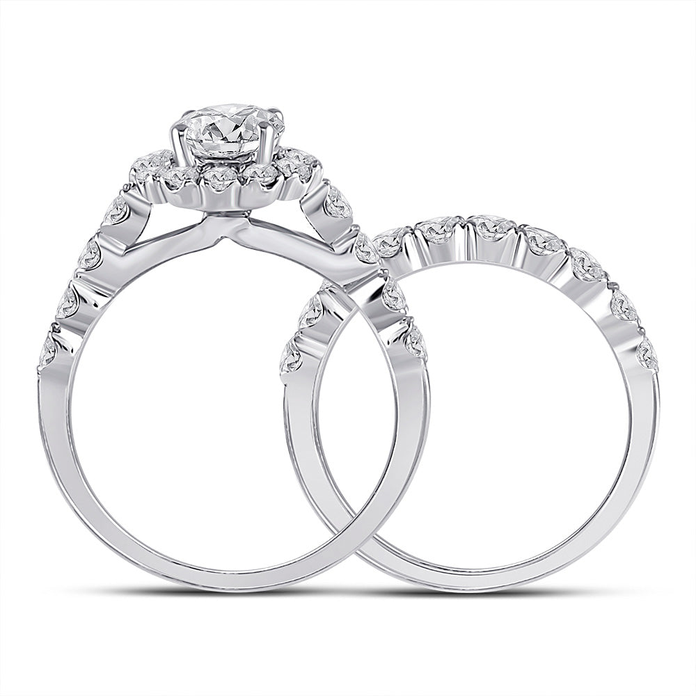 14K White Gold Round Diamond Bridal Wedding Ring Band Set 2 Cttw, Womens Size: 5-10