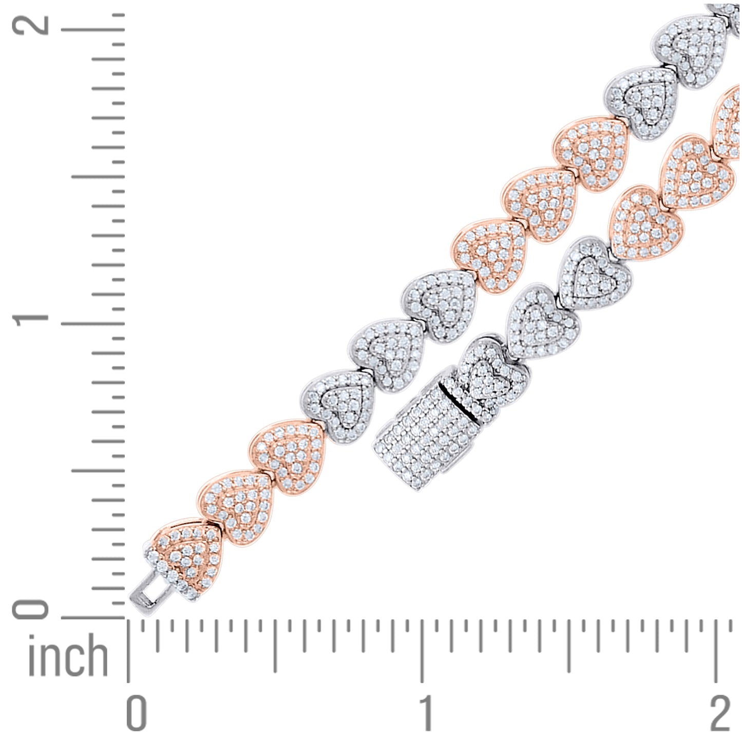 Sterling Silver Rose-Tone Womens Moissanite Heart Link Bracelet 7 Inches– Elegant Jewelry Gift for Birthday, Anniversary, Engagement, Wedding
