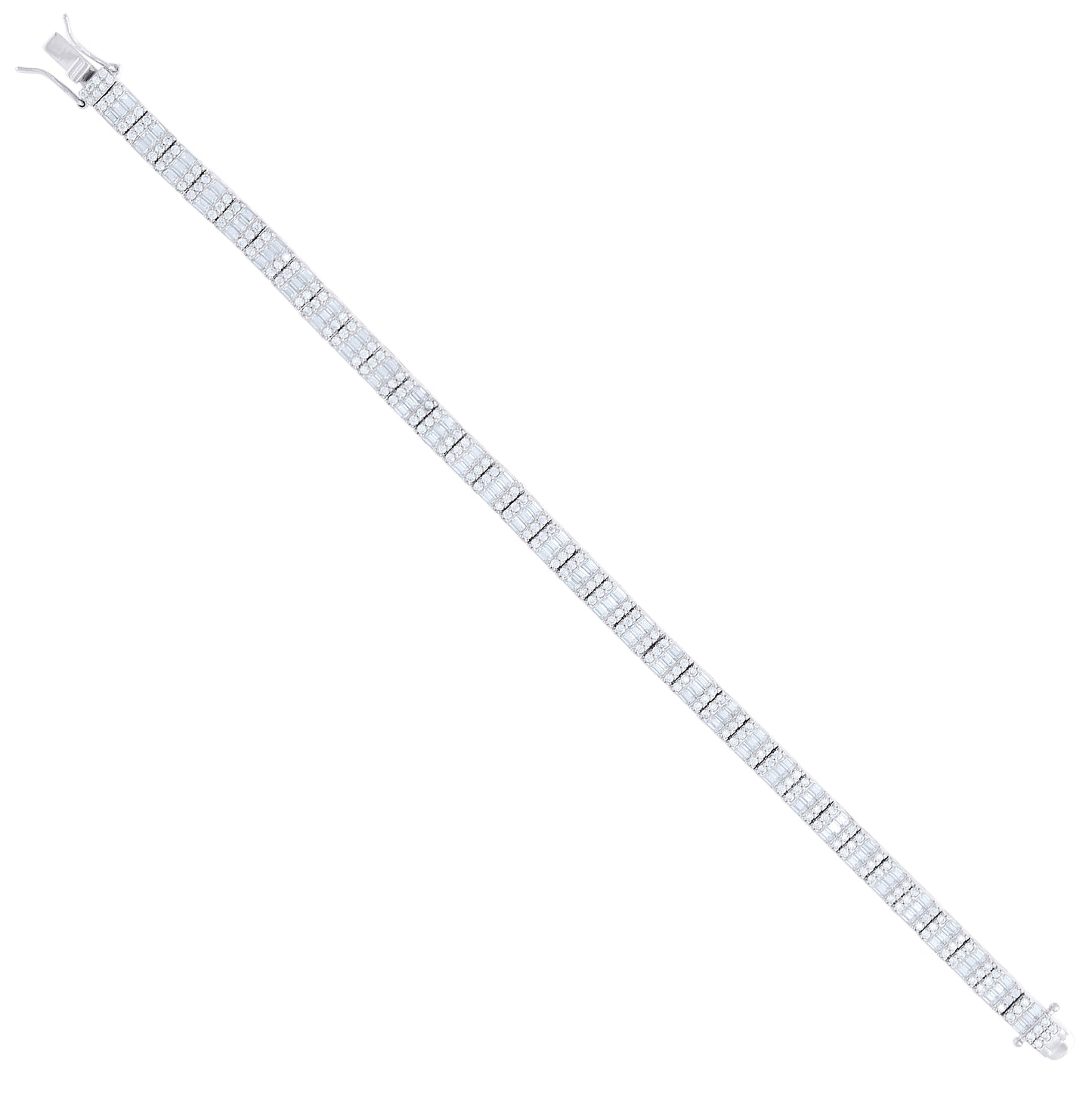 Sterling Silver Womens Baguette Round Moissanite Square Tennis Chain Bracelet 7 Inches– Elegant Jewelry Gift for Birthday, Anniversary, Engagement, Wedding