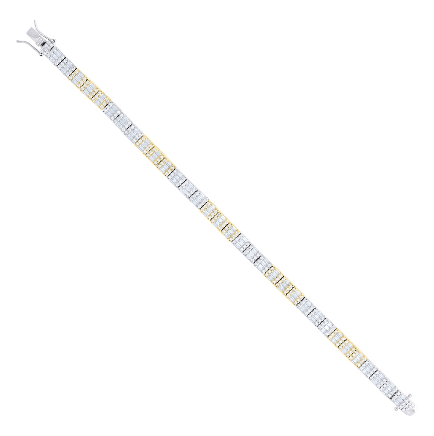 Sterling Silver Yellow-Tone Womens Moissanite Square Tennis Chain Bracelet 7.5 Inches– Elegant Jewelry Gift for Birthday, Anniversary, Engagement, Wedding