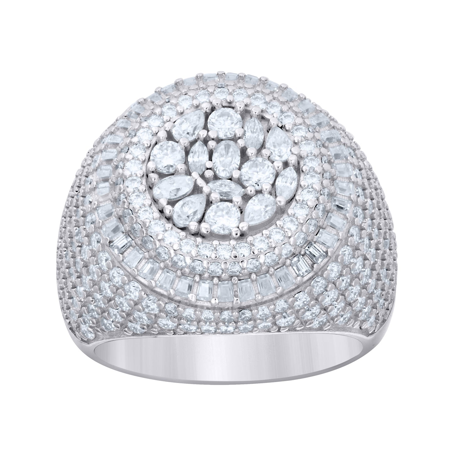 Sterling Silver Mens Pear Oval Marquise-Cut Round 3.49ct, 1.24ct Moissanite Round Head Fashion Ring Size 10 – Elegant Jewelry Gift for Birthday, Anniversary, Engagement, Wedding