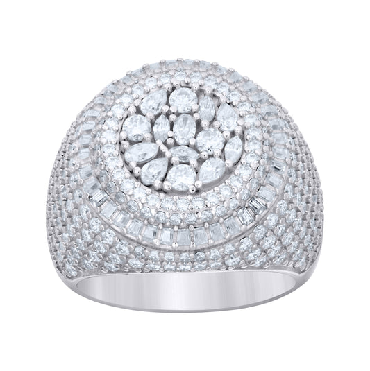 Sterling Silver Mens Pear Oval Marquise-Cut Round 3.49ct, 1.24ct Moissanite Round Head Fashion Ring Size 10 – Elegant Jewelry Gift for Birthday, Anniversary, Engagement, Wedding