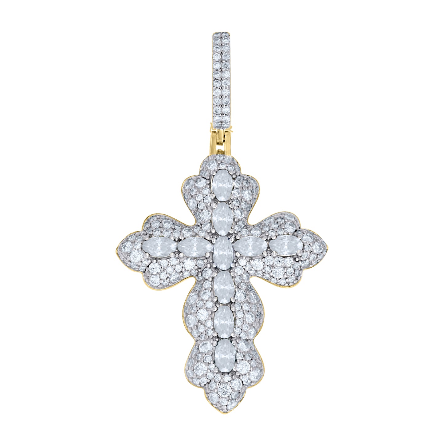 Sterling Silver Womens Oval Round Moissanite Cross Religious Pendant – Elegant Jewelry Gift for Birthday, Anniversary, Engagement, Wedding