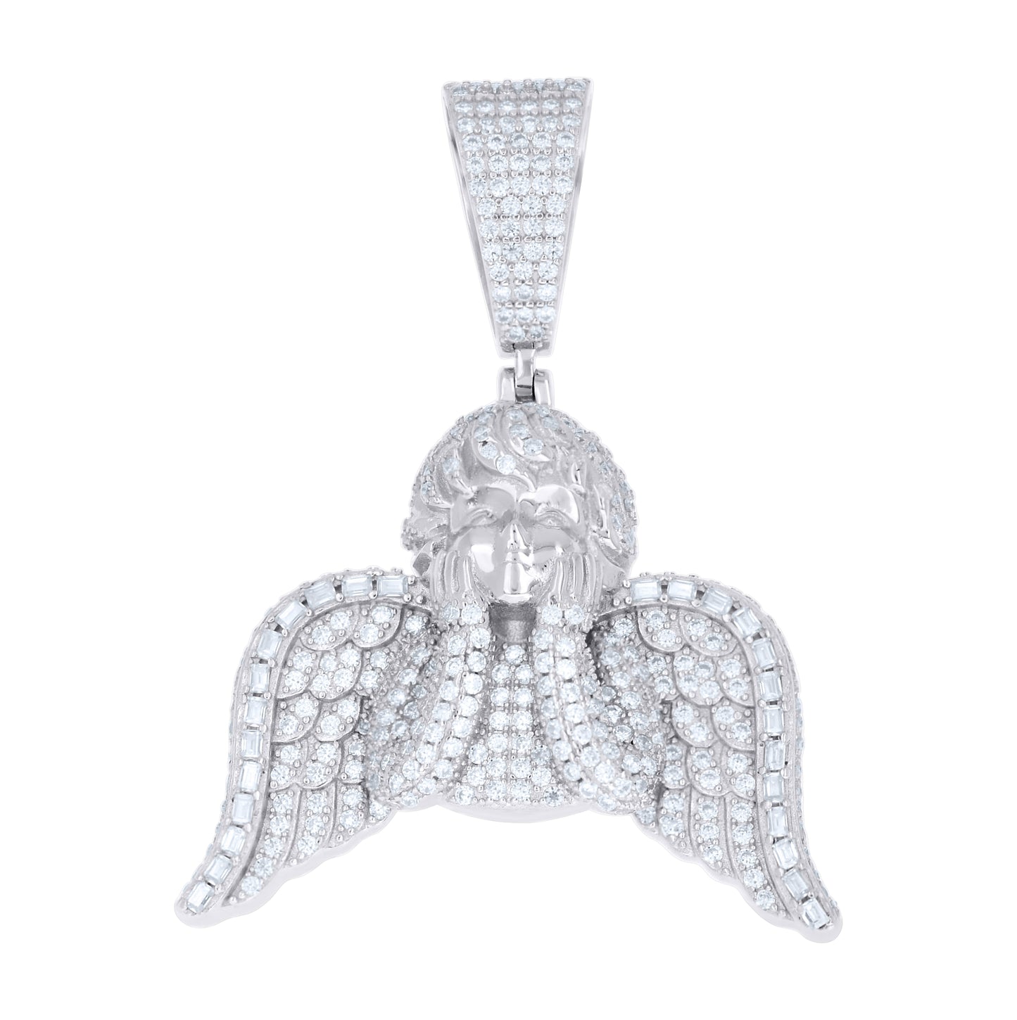 Sterling Silver Mens Moissanite Baby Angel Praying Angel Pendant – Elegant Jewelry Gift for Birthday, Anniversary, Engagement, Wedding