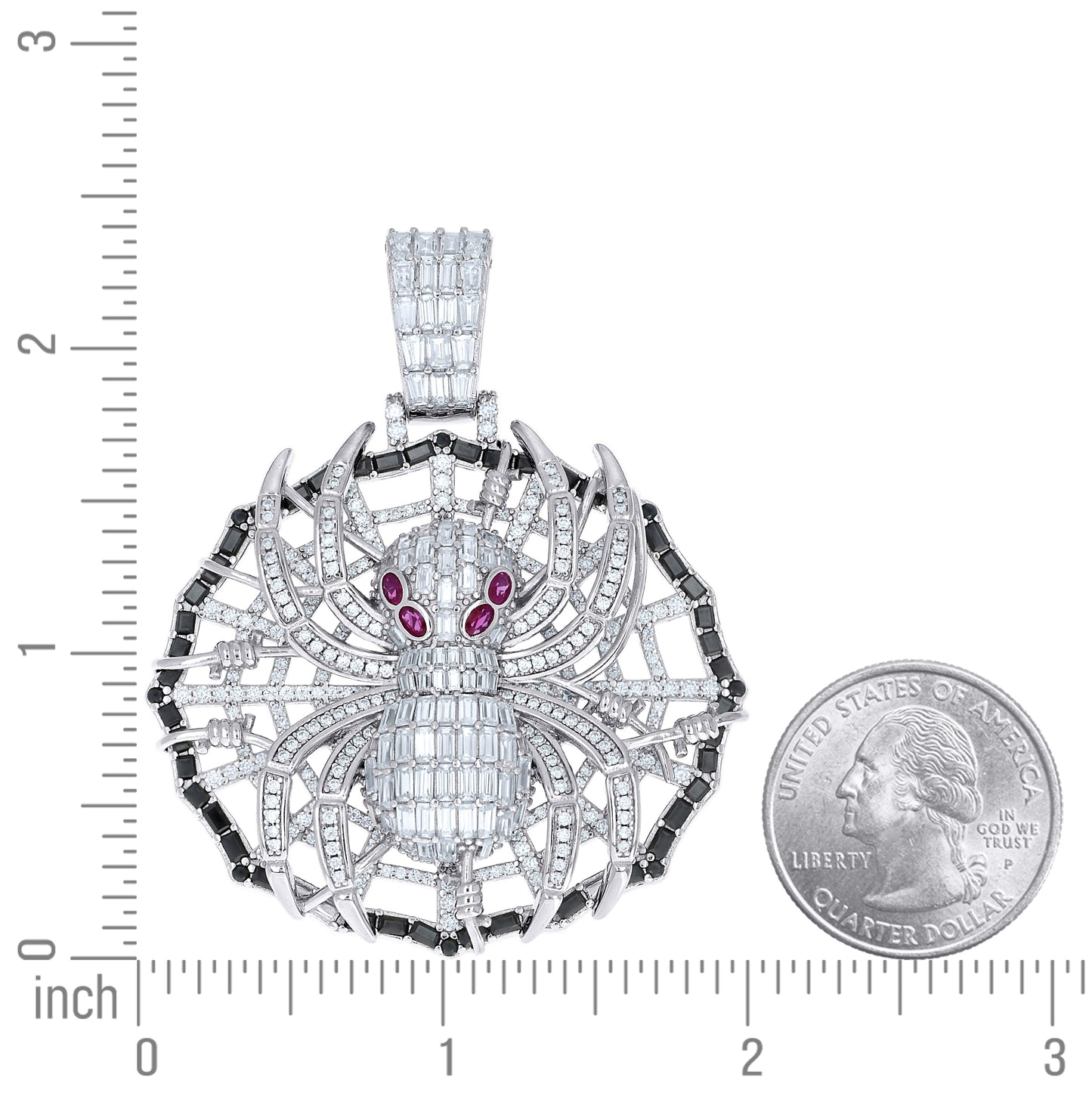 Sterling Silver Mens Purple Black Baguette Oval Round Moissanite Spider Insect Wildlife Pendant – Elegant Jewelry Gift for Birthday, Anniversary, Engagement, Wedding