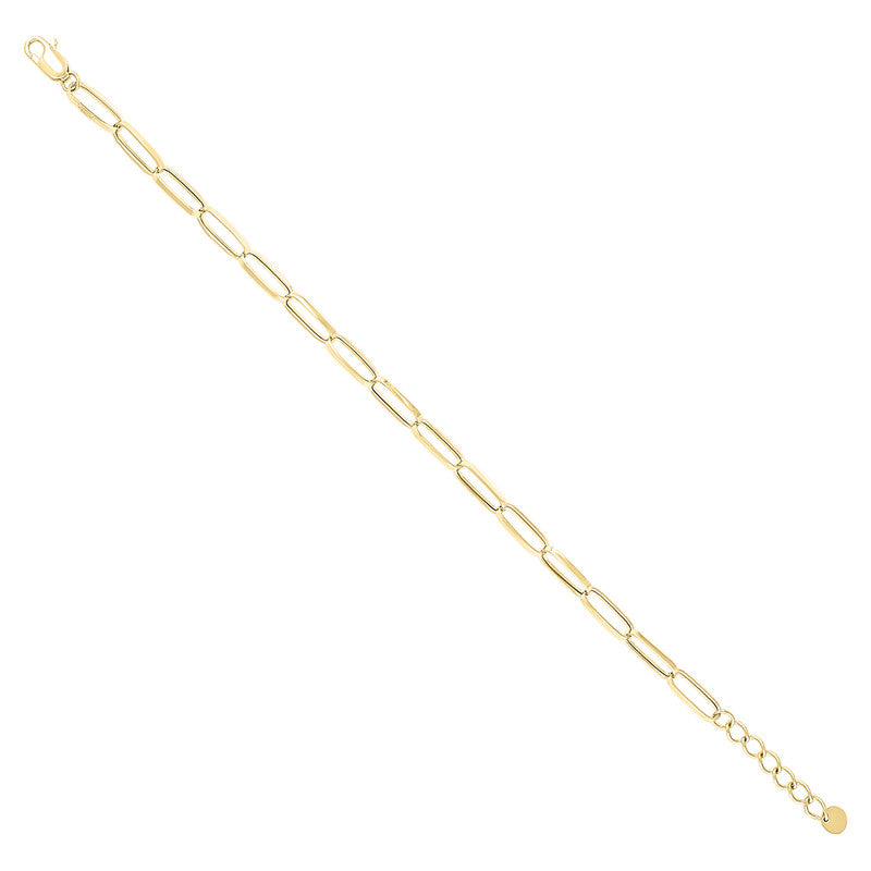 10kt Yellow Gold Unisex Paperclip Link Bracelet Size 8 Inches