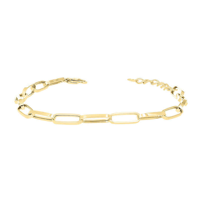 10kt Yellow Gold Unisex Paperclip Link Bracelet Size 8 Inches