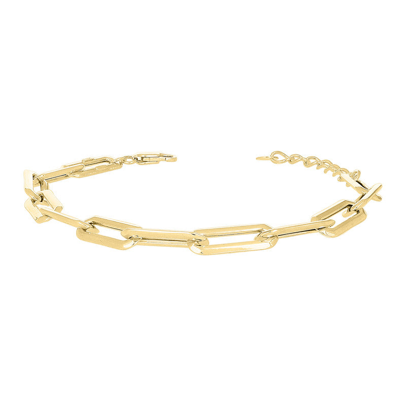10kt Yellow Gold Unisex Edge Paperclip Link Bracelet Size 8 Inches