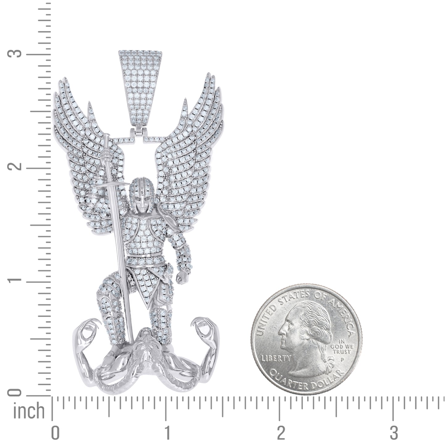 Sterling Silver Mens Moissanite St. Michael Religious Pendant – Elegant Jewelry Gift for Birthday, Anniversary, Engagement, Wedding