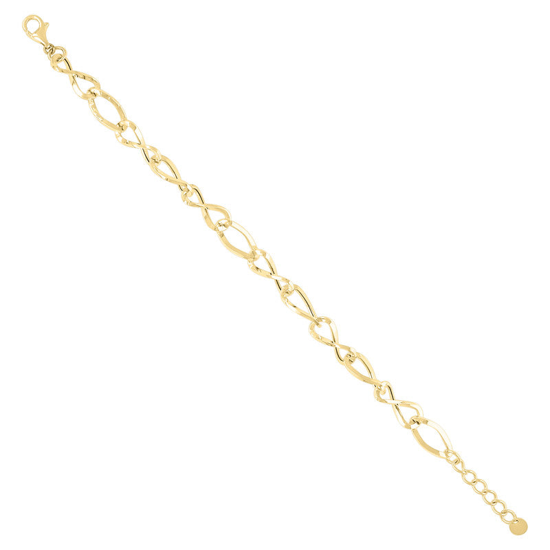 10kt Yellow Gold Womens Infinity Link Bracelet Size 8 Inches