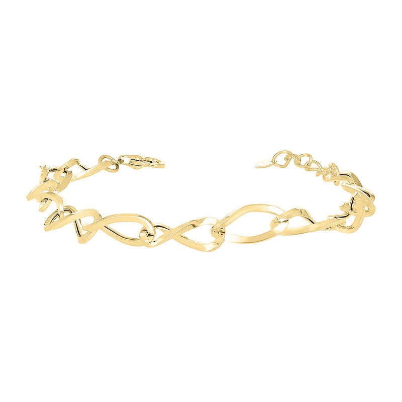 10kt Yellow Gold Womens Infinity Link Bracelet Size 8 Inches