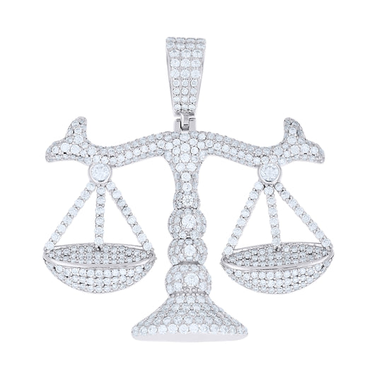 Sterling Silver Mens Moissanite Scales of Justice Symbols Pendant – Elegant Jewelry Gift for Birthday, Anniversary, Engagement, Wedding