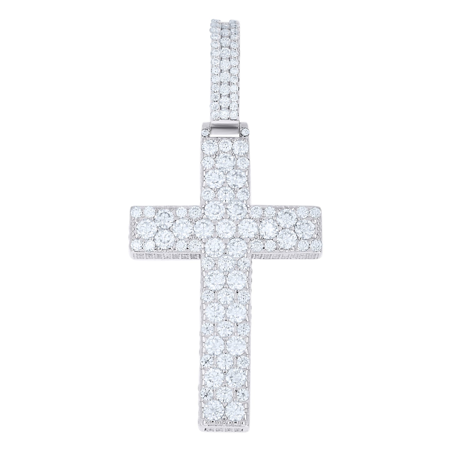 Sterling Silver Mens Moissanite Cross Religious Pendant – Elegant Jewelry Gift for Birthday, Anniversary, Engagement, Wedding