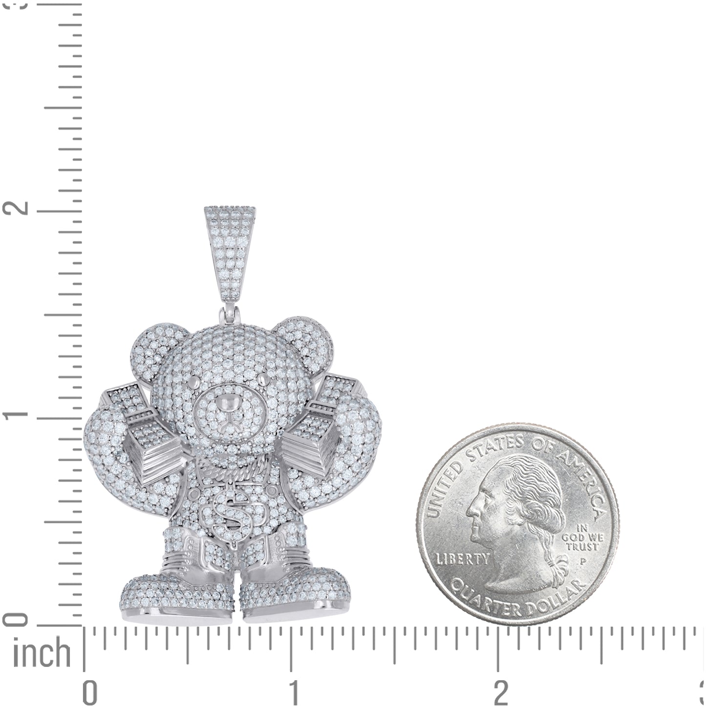 Sterling Silver Mens Moissanite Money Bear Fashion Pendant – Elegant Jewelry Gift for Birthday, Anniversary, Engagement, Wedding