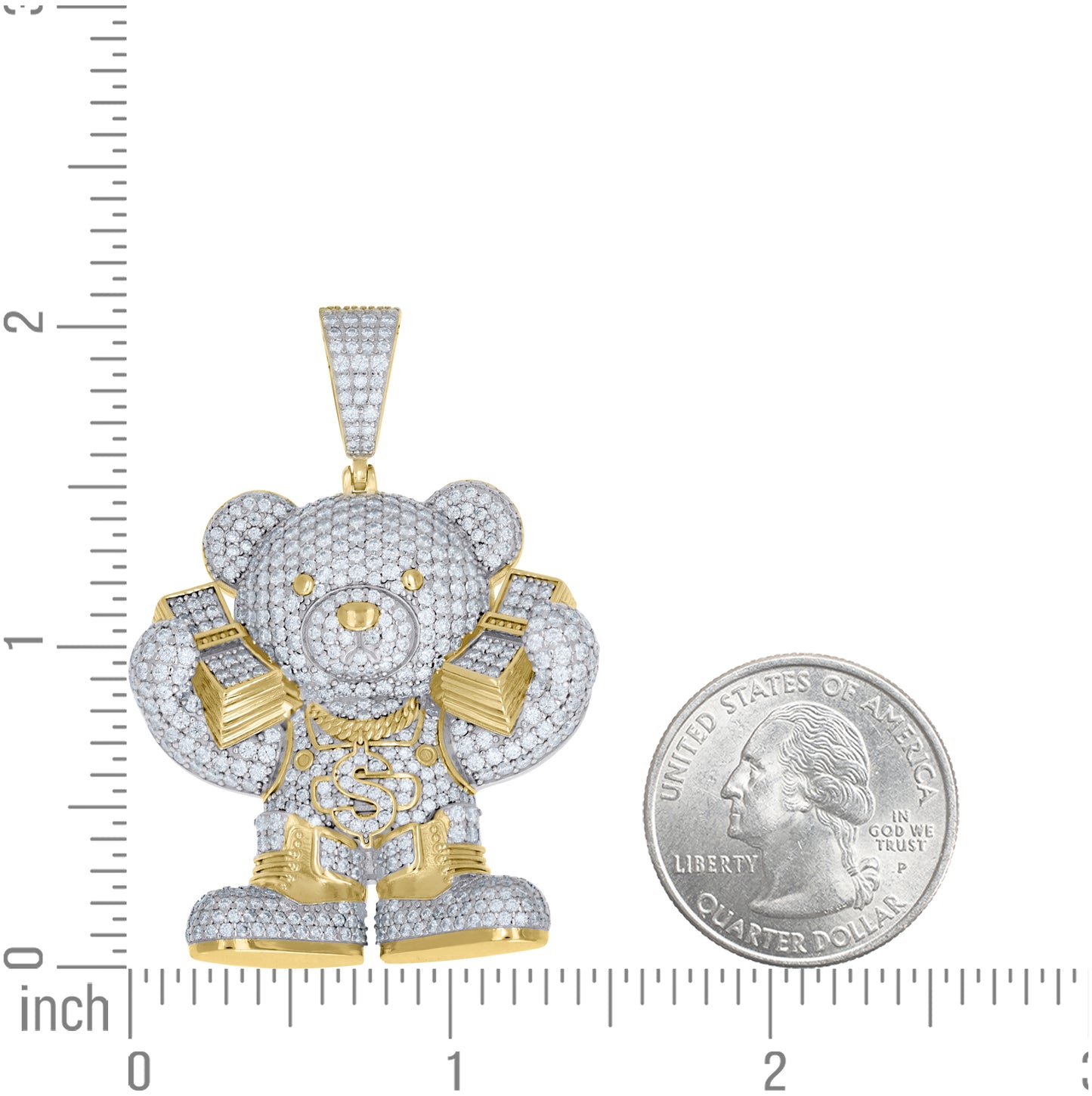 Sterling Silver Mens Moissanite Money Bear Fashion Pendant – Elegant Jewelry Gift for Birthday, Anniversary, Engagement, Wedding