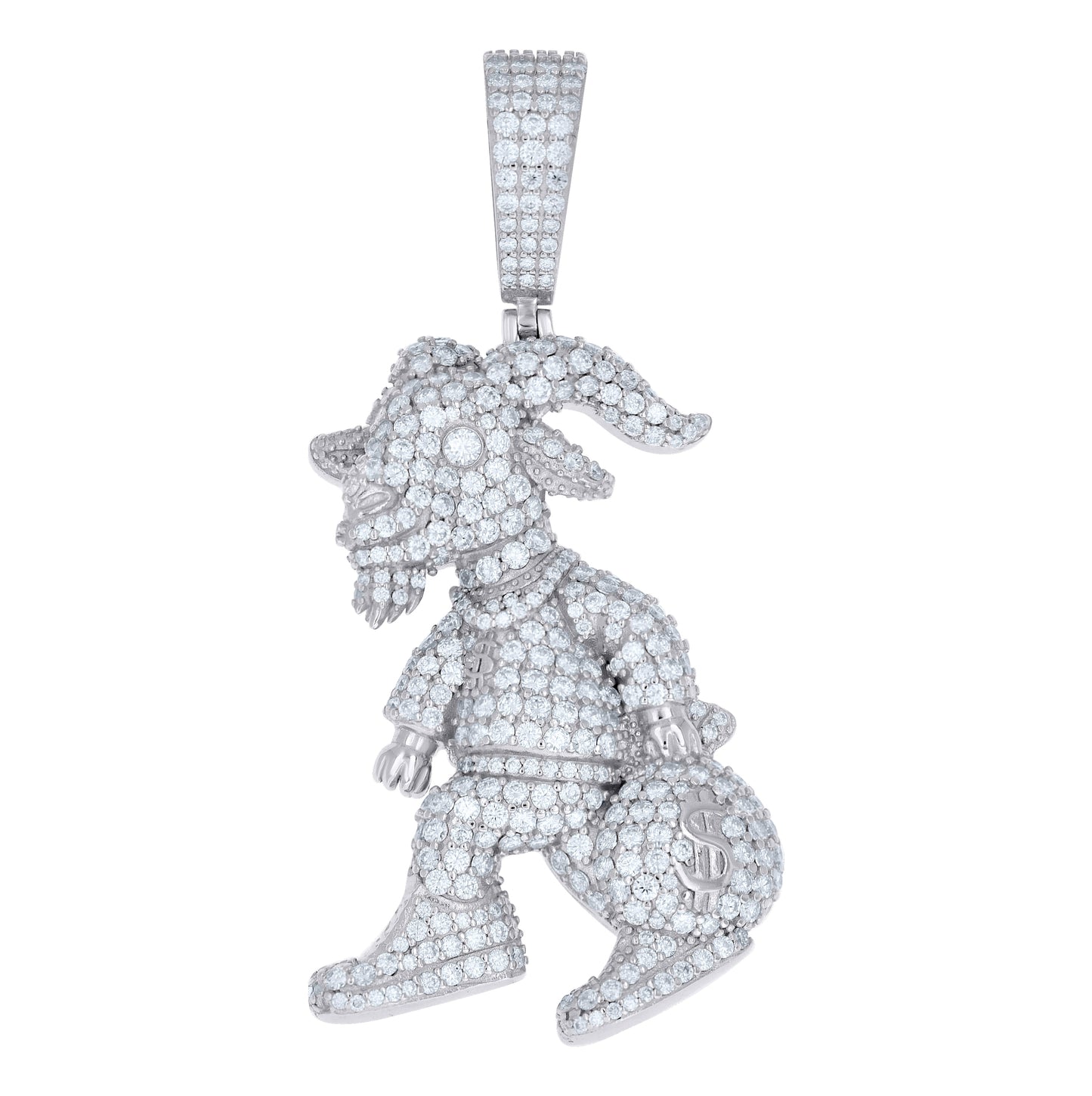 Sterling Silver Mens Moissanite GOAT Fashion Pendant – Elegant Jewelry Gift for Birthday, Anniversary, Engagement, Wedding