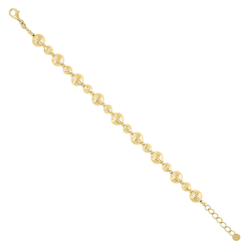 10kt Yellow Gold Womens Beaded Fashion Bracelet Size 8 Inches