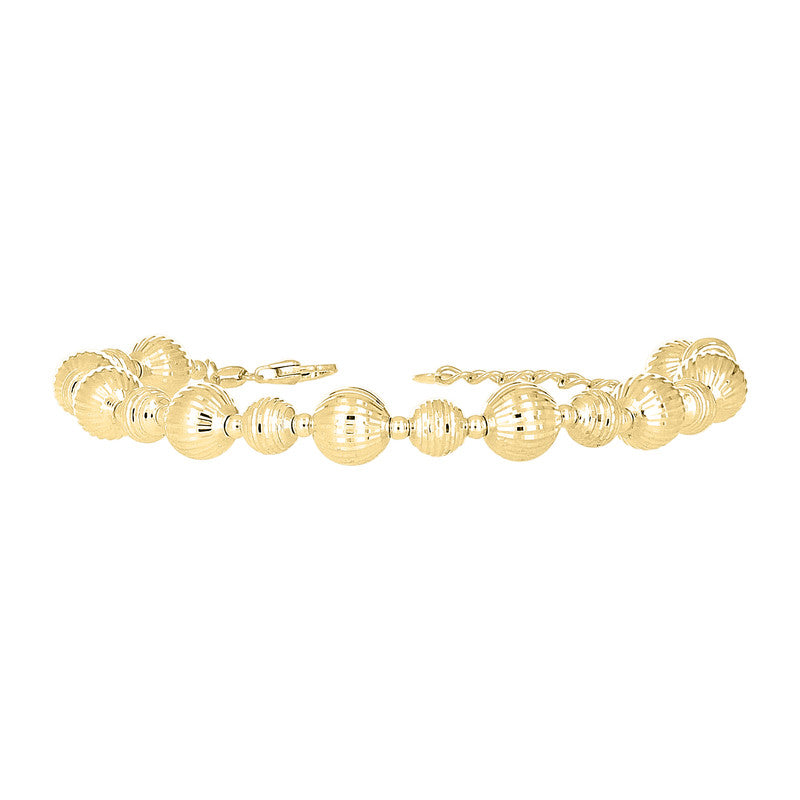10kt Yellow Gold Womens Beaded Fashion Bracelet Size 8 Inches