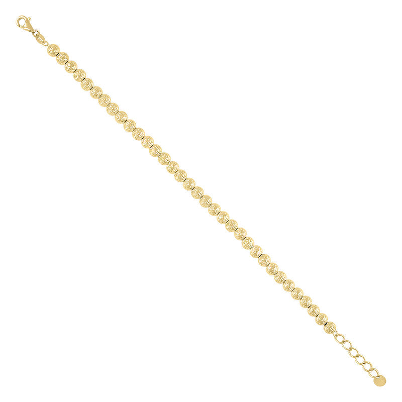 10kt Yellow Gold Womens Beaded Fashion Bracelet Size 8 Inches