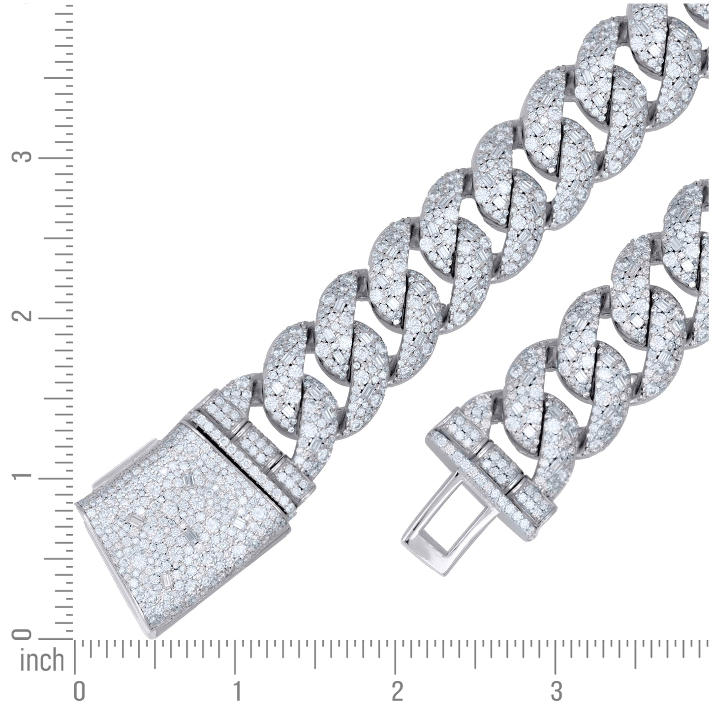 Sterling Silver Unisex Baguette Round Moissanite Miami Cuban Chain Necklace 20mm 22 Inches– Elegant Jewelry Gift for Birthday, Anniversary, Engagement, Wedding
