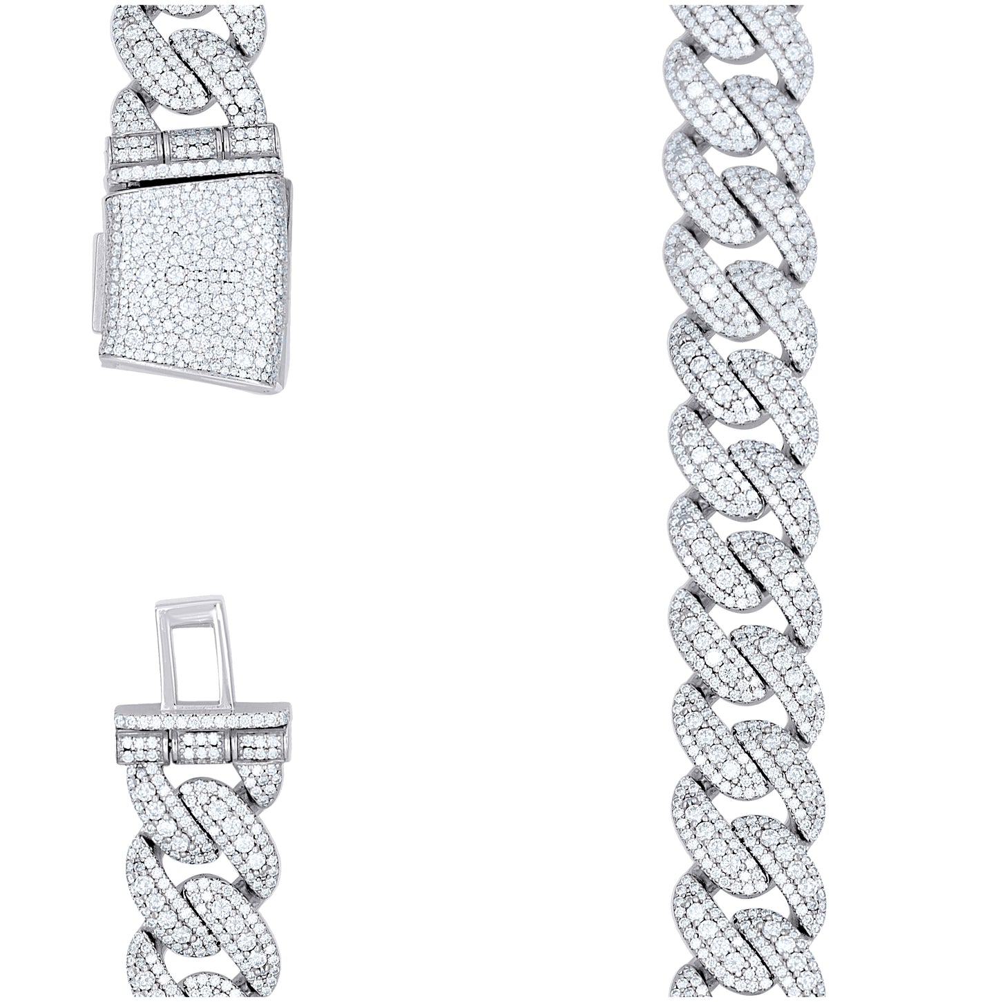 Sterling Silver Unisex Moissanite Miami Cuban Chain Necklace 20mm 22 Inches– Elegant Jewelry Gift for Birthday, Anniversary, Engagement, Wedding
