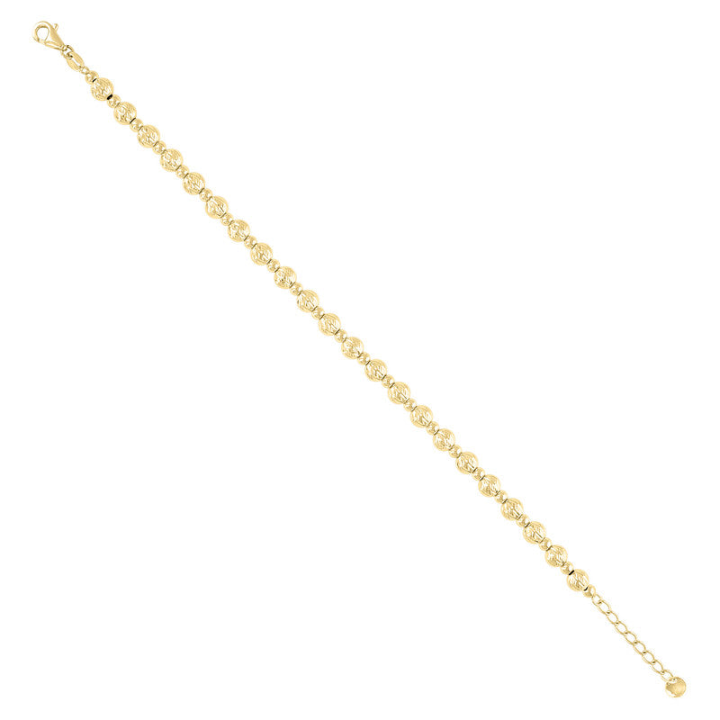 10kt Yellow Gold Womens Beaded Fashion Bracelet Size 8 Inches