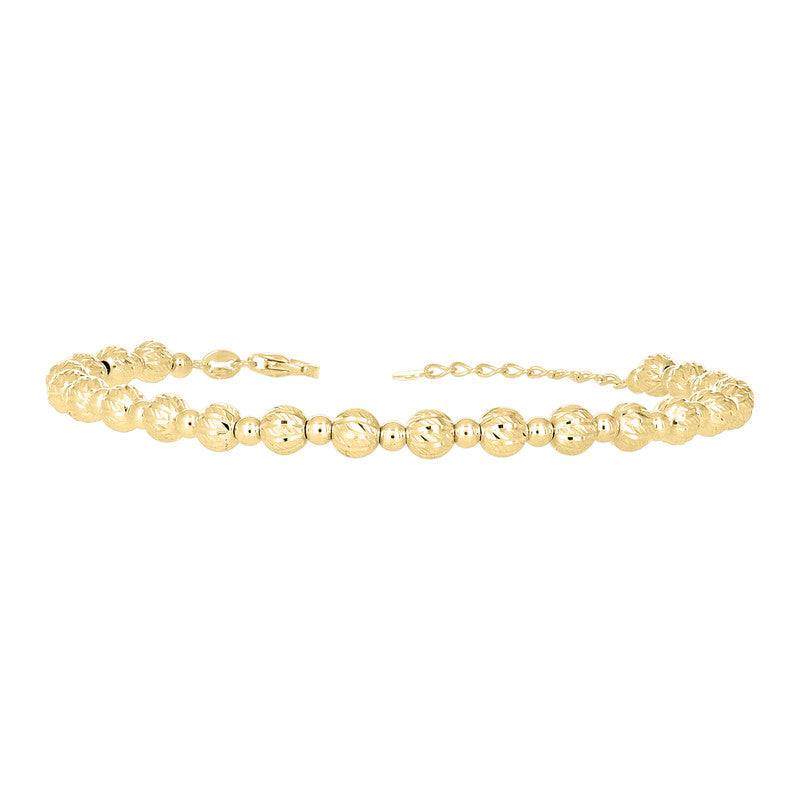 10kt Yellow Gold Womens Beaded Fashion Bracelet Size 8 Inches