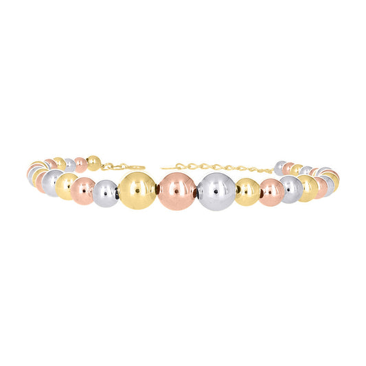 10kt Tri-Color Gold Womens Beaded Fashion Bracelet Size 8 Inches