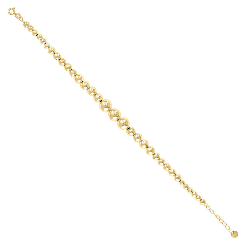 10kt Yellow Gold Womens Beaded Fashion Bracelet Size 8 Inches