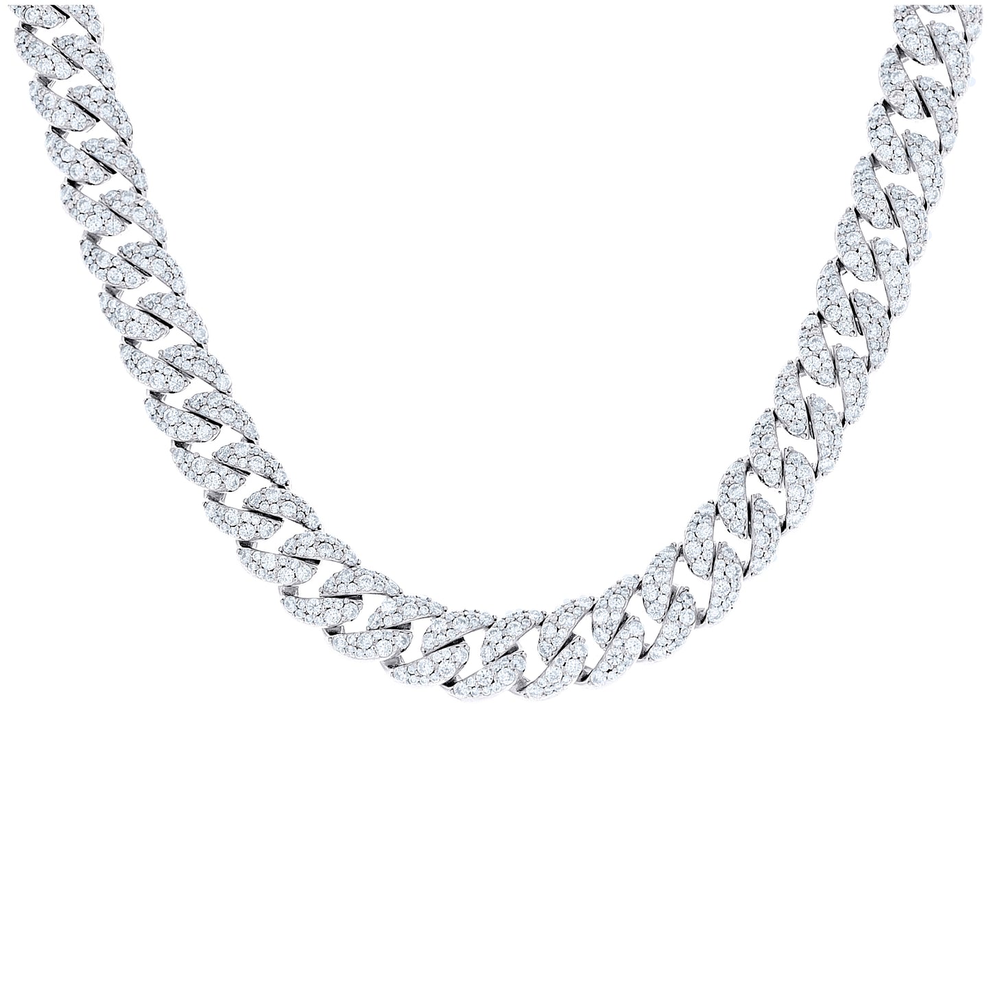 Sterling Silver Unisex Moissanite Miami Cuban Chain Necklace 10mm 18 Inches– Elegant Jewelry Gift for Birthday, Anniversary, Engagement, Wedding