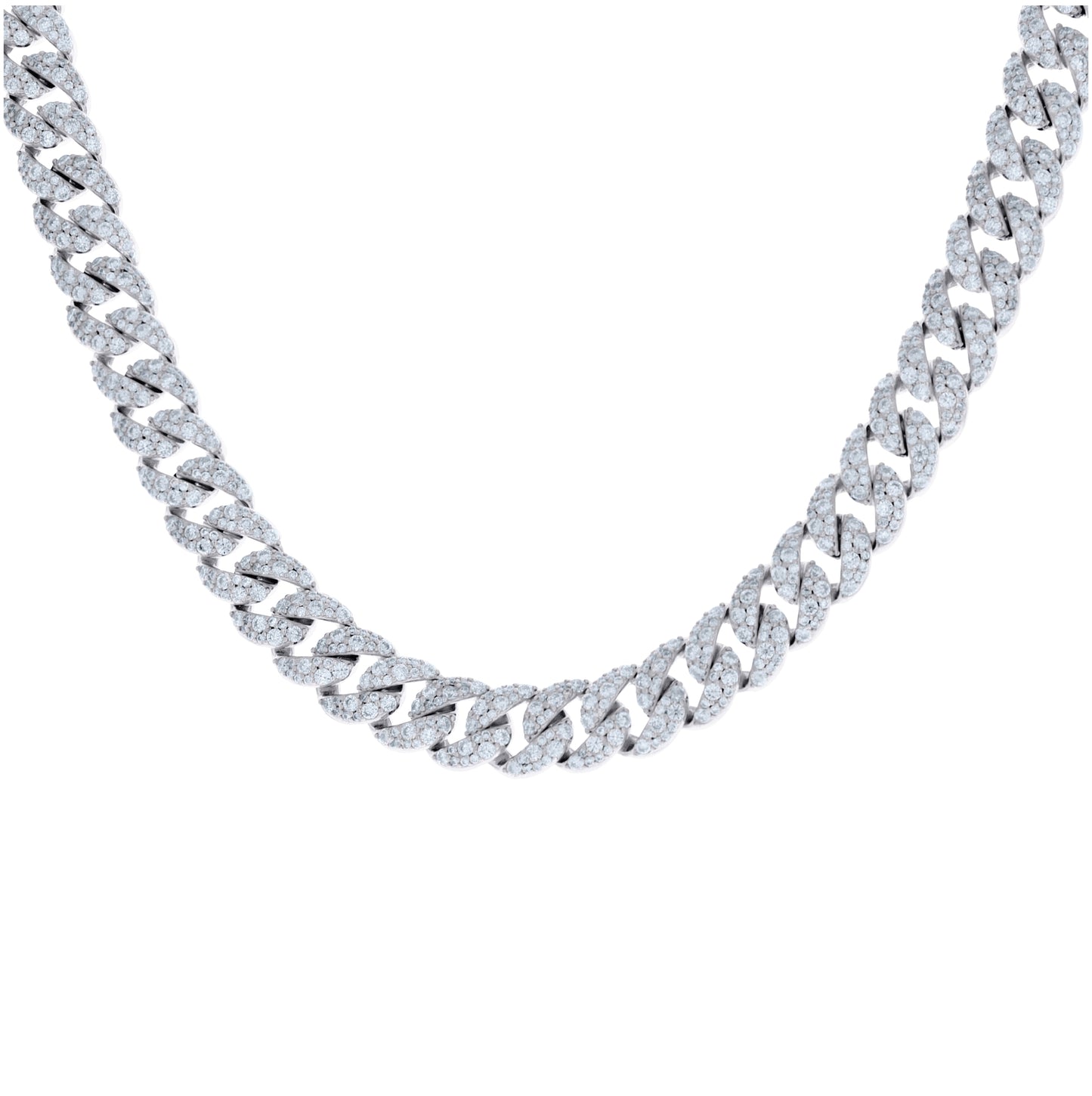 Sterling Silver Unisex Moissanite Miami Cuban Chain Necklace 10mm 18 Inches– Elegant Jewelry Gift for Birthday, Anniversary, Engagement, Wedding