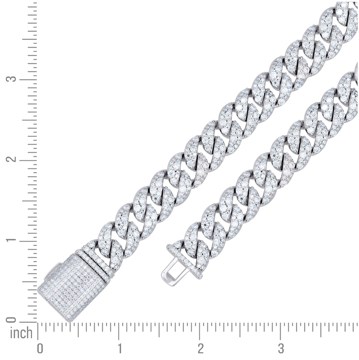 Sterling Silver Unisex Moissanite Miami Cuban Chain Necklace 10mm 18 Inches– Elegant Jewelry Gift for Birthday, Anniversary, Engagement, Wedding