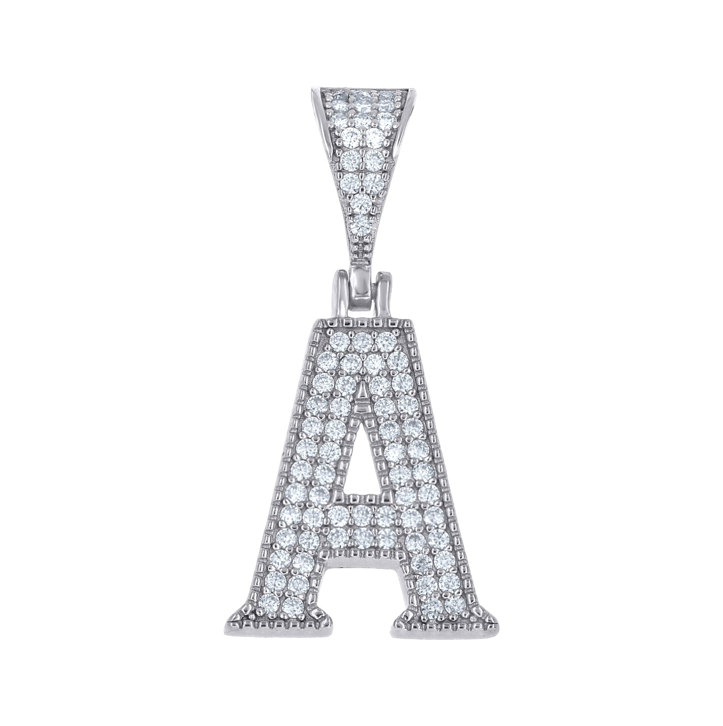 Sterling Silver Unisex Moissanite Initial Letter A Charm Pendant – Elegant Jewelry Gift for Birthday, Anniversary, Engagement, Wedding