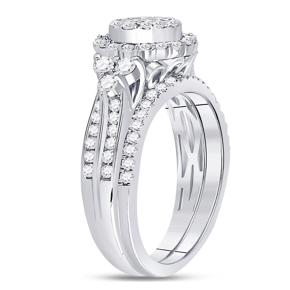 14K White Gold Princess Diamond Bridal Wedding Ring Band Set 1 Cttw, Womens Size: 5-10