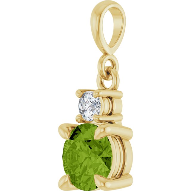 14K Yellow Gold Round 6Mm I1, G-H Polished Natural Gem And .07 Ct Natural Diamond Pendant