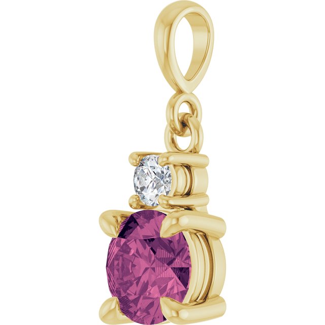 14K Yellow Gold Round 6Mm I1, G-H Polished Natural Gem And .07 Ct Natural Diamond Pendant