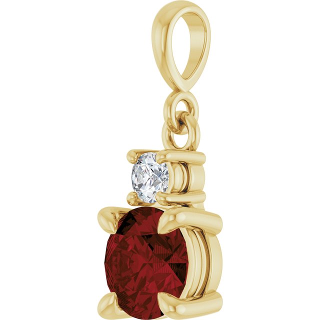 14K Yellow Gold Round 6Mm I1, G-H Polished Natural Gem And .07 Ct Natural Diamond Pendant