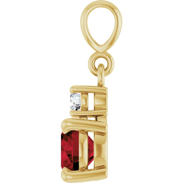 14K Yellow Gold Round 6Mm I1, G-H Polished Natural Gem And .07 Ct Natural Diamond Pendant