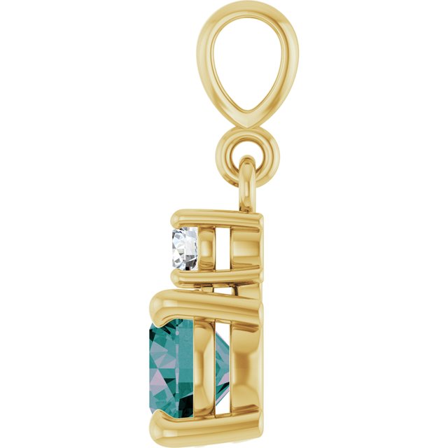 14K Yellow Gold Round 6Mm I1, G-H Polished Lab-Grown Gem And .07 Ct Natural Diamond Pendant
