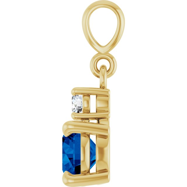 14K Yellow Gold Round 6Mm I1, G-H Polished Lab-Grown Gem And .07 Ct Natural Diamond Pendant