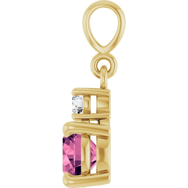 14K Yellow Gold Round 6Mm I1, G-H Polished Natural Gem And .07 Ct Natural Diamond Pendant