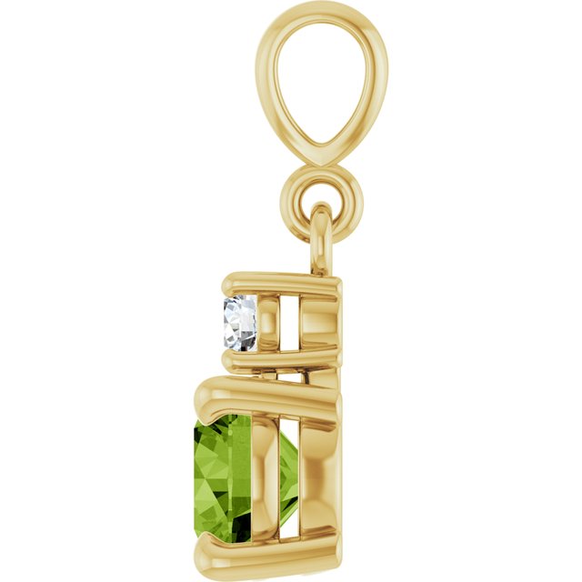 14K Yellow Gold Round 6Mm I1, G-H Polished Natural Gem And .07 Ct Natural Diamond Pendant