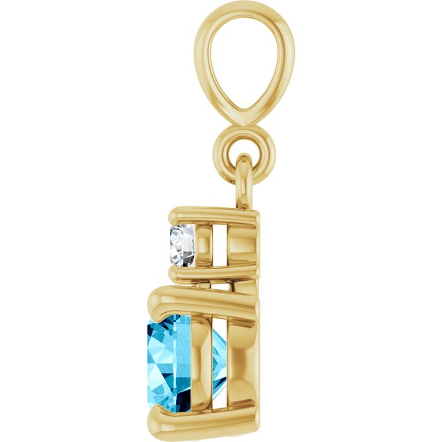 14K Yellow Gold Round 6Mm I1, G-H Polished Natural Gem And .07 Ct Natural Diamond Pendant