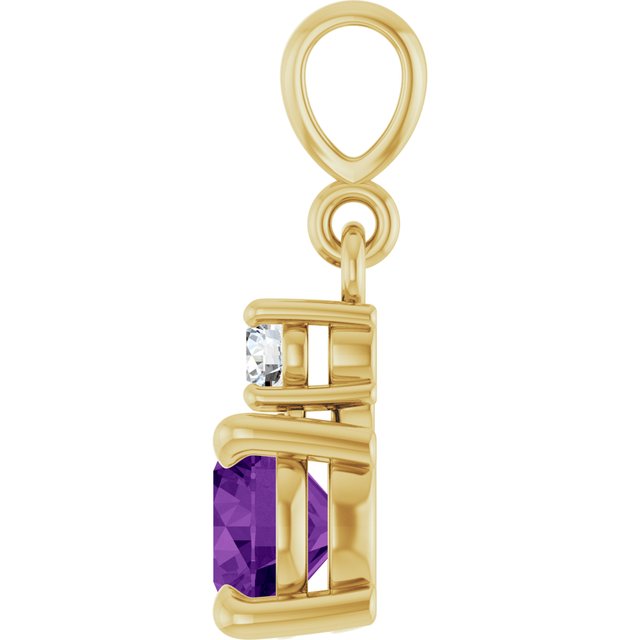 14K Yellow Gold Round 6Mm I1, G-H Polished Natural Gem And .07 Ct Natural Diamond Pendant