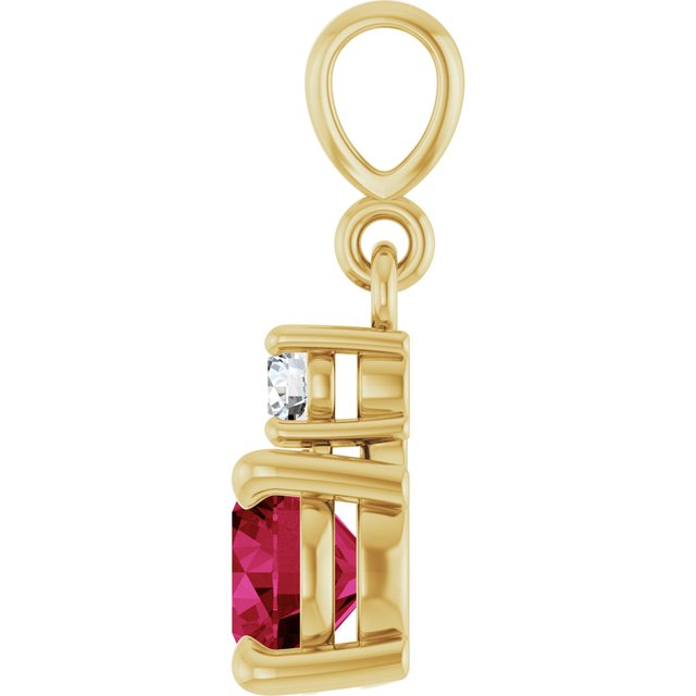 14K Yellow Gold Round 6Mm I1, G-H Polished Lab-Grown Gem And .07 Ct Natural Diamond Pendant