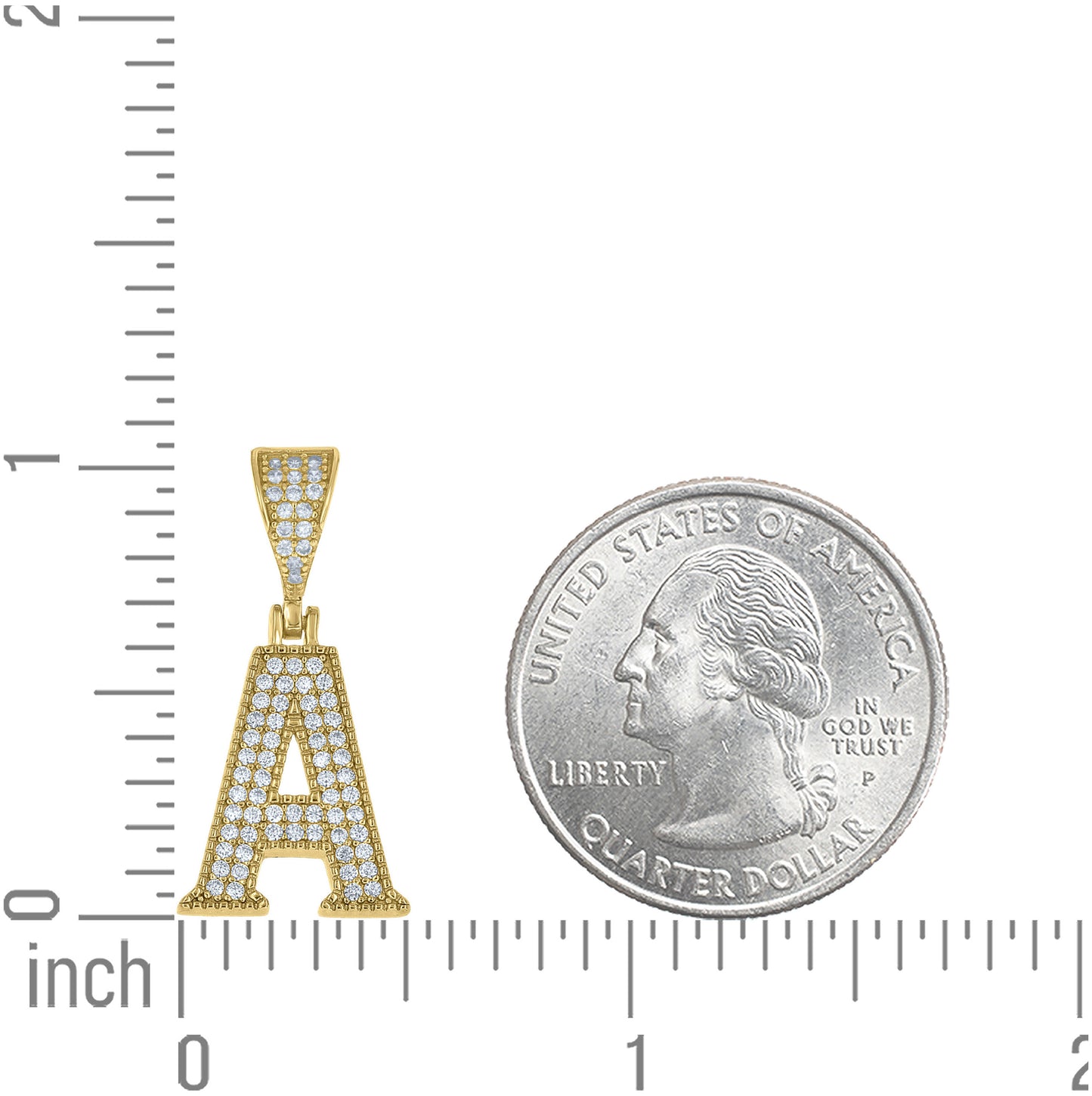 Sterling Silver Yellow-tone Unisex Cubic-Zirconia Initial Alphabet A Charm Pendant – Elegant Jewelry Gift for Birthday, Anniversary, Engagement, Wedding